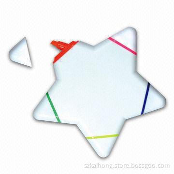 Highlighter Markers with Star Shape, Made ABS and PP Materials